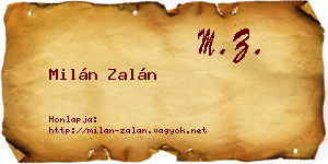 Milán Zalán névjegykártya